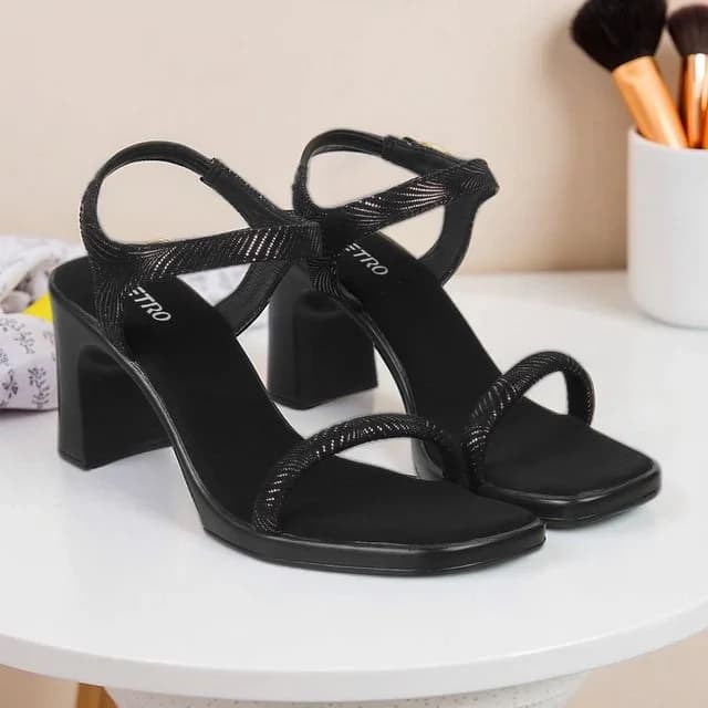 Women's Black Casual Ankle Strap Sandals