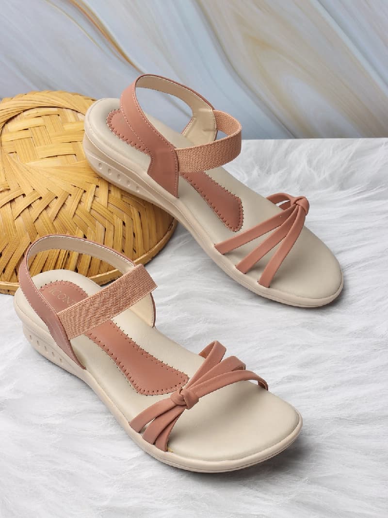 Women's Pink Casual Hook & Loop Sandals