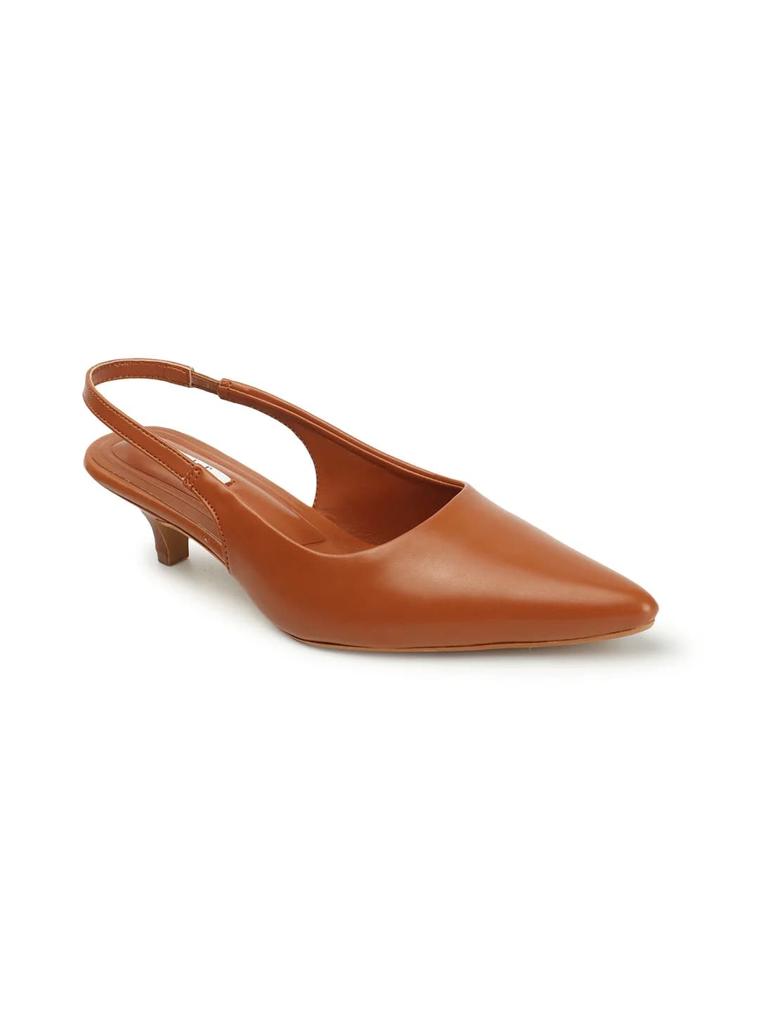 Women's Brown Pointed-Toe Slingback Kitten Heels