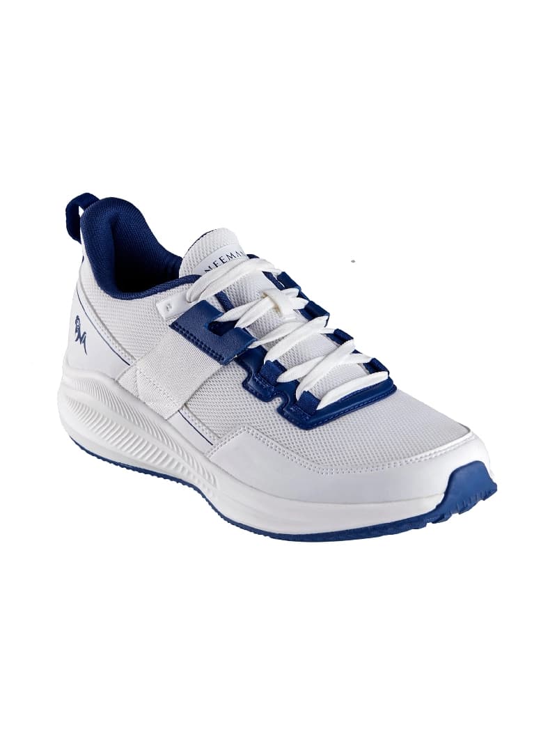 Men's White and Blue Exuberants Walking Sneakers