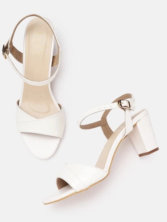 Women's White Criss-Cross Strap Ankle Strap Block Sandals
