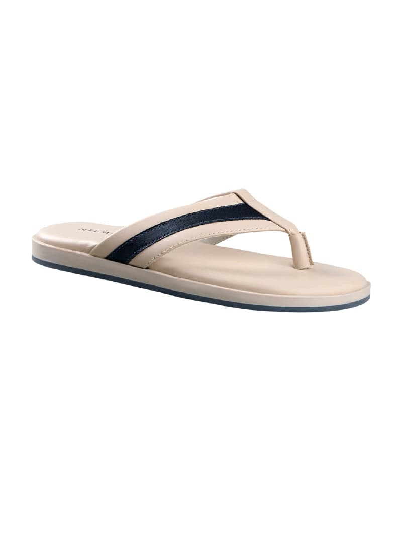 Men's Ivory and Grey Indo-Western Flip-Flops