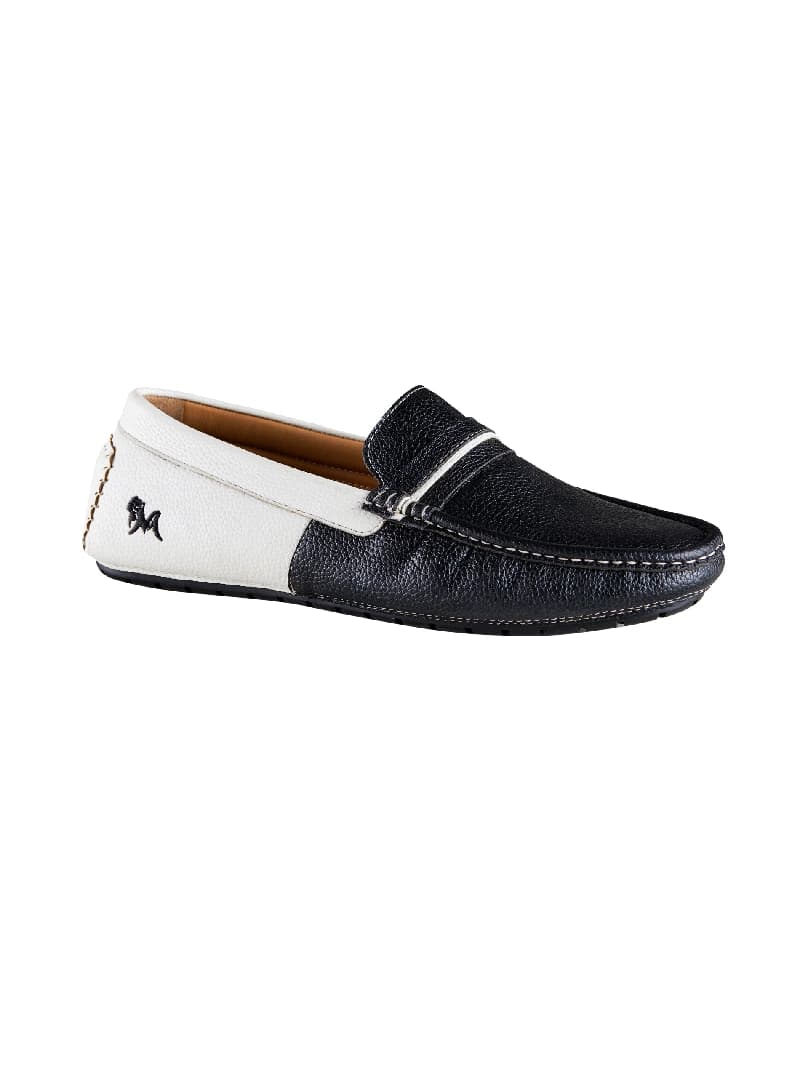 Men's Black and White Color Block Loafers