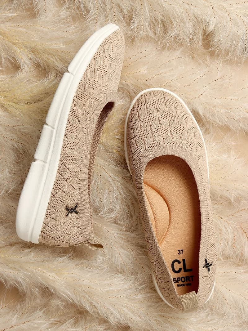 Women's Textured Knit Comfort Ballet Flats