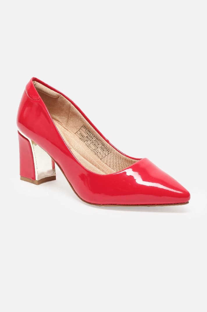 Women's Red Casual Textured Pump