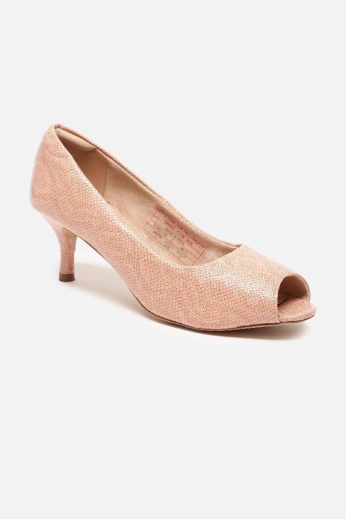 Women's Pink Casual Textured Peep-Toes