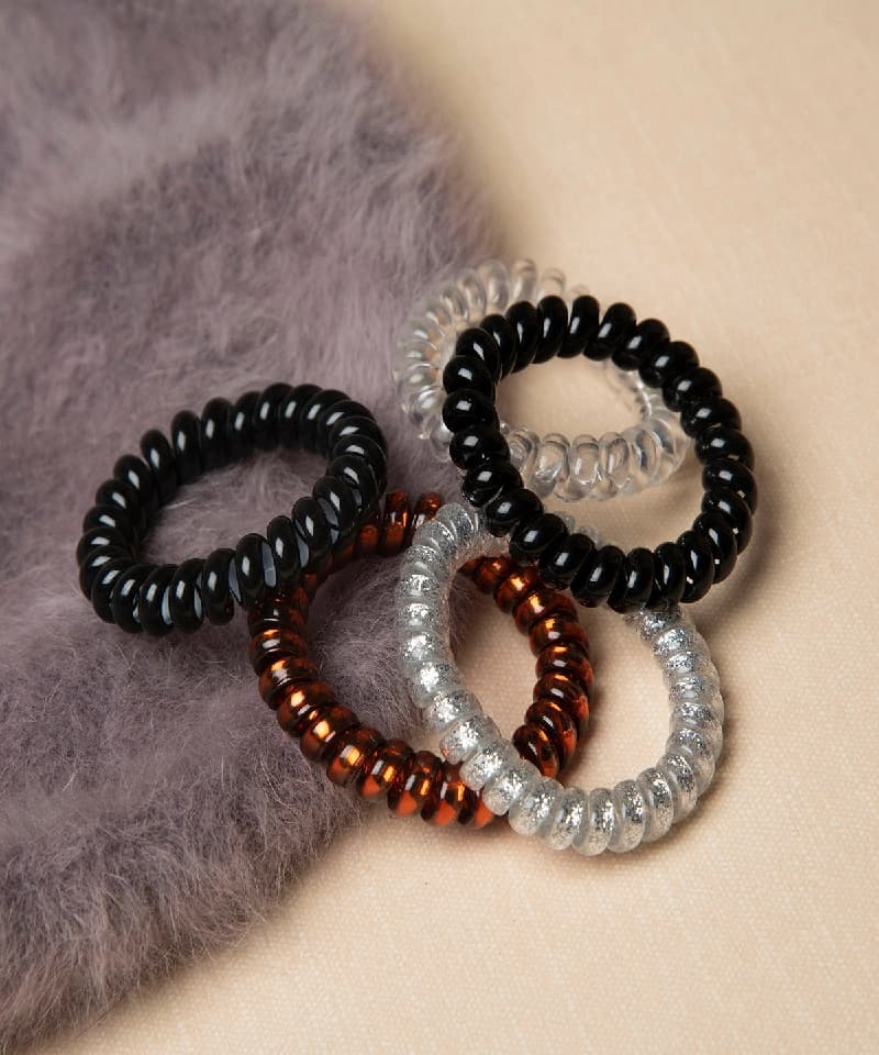 Women's Multicolor Casual Elastic Spiral Hair Ties Rubber Band - 5 Pcs