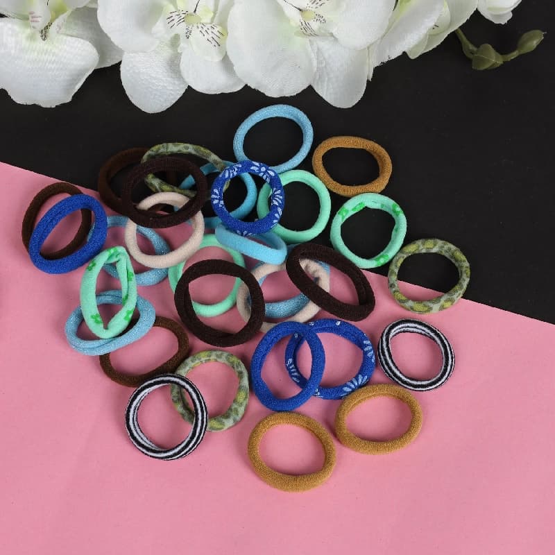 Women's Multicolor Casual Elastic Polytail Holder Rubber Band - 31 Pcs