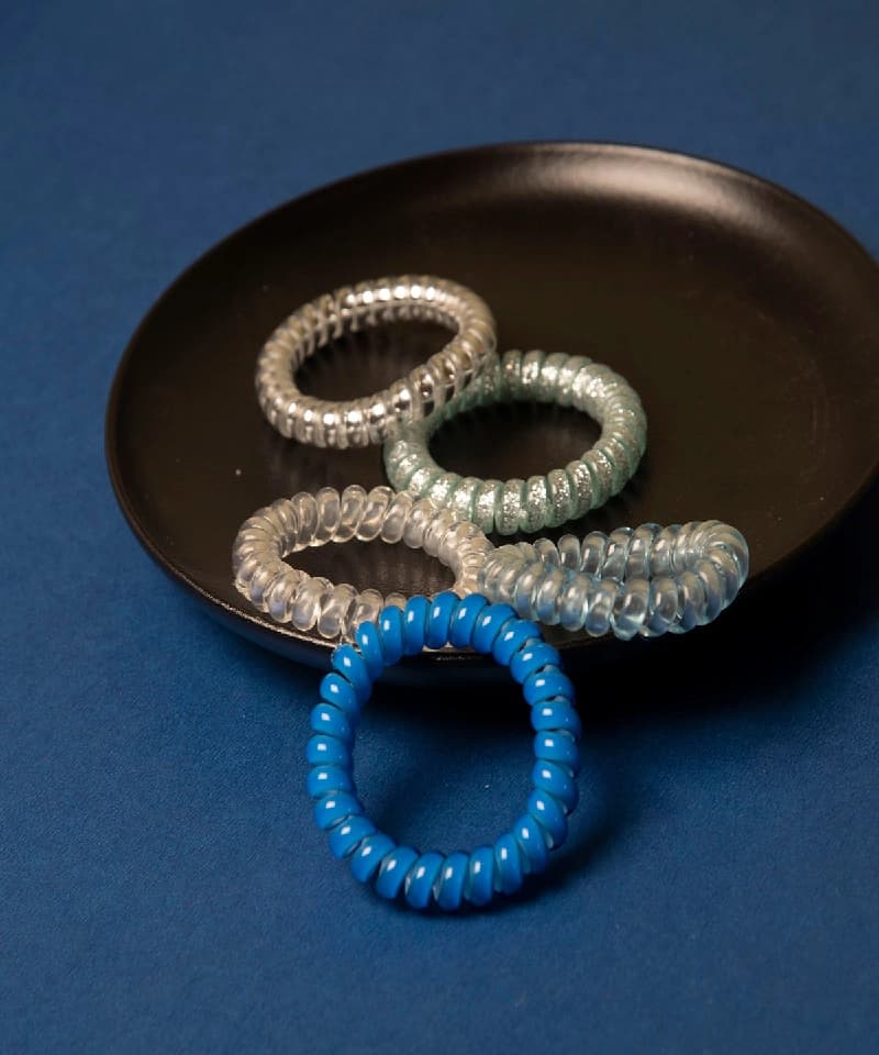 Women's Multicolor Casual Elastic Shinning Spiral Hair Ties Rubber Band - 5 Pcs