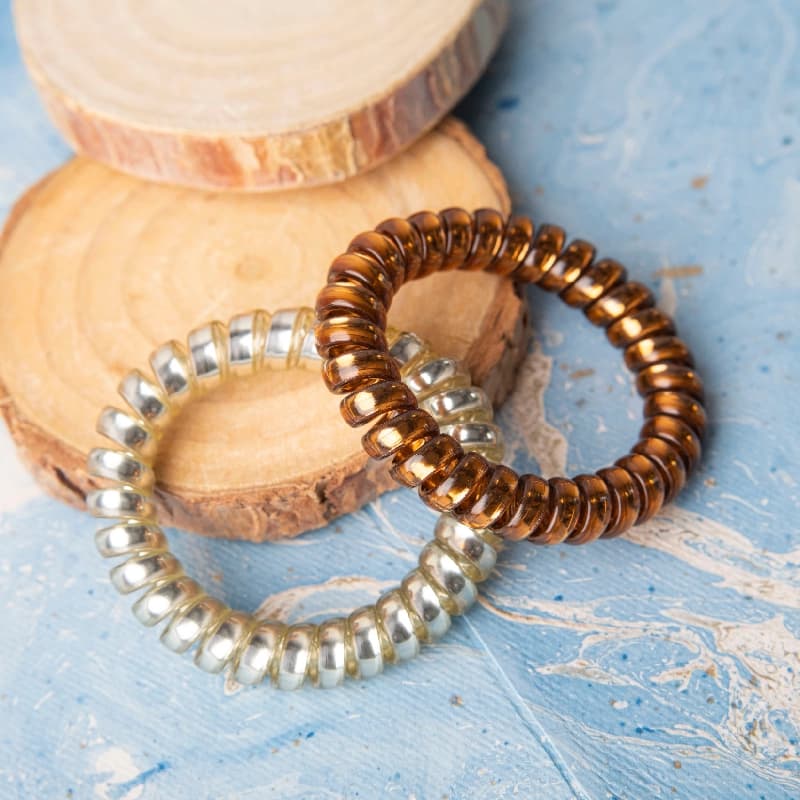 Girls Multicolor Casual Elastic Telephone Wire Elastic Rubber Band - 2 Pcs