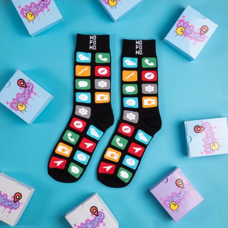 Unisex Multi-Colour Crew Lengh App Store Socks
