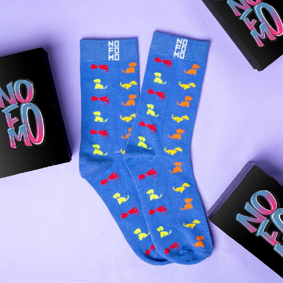Unisex Blue Crew Lengh Woof Socks