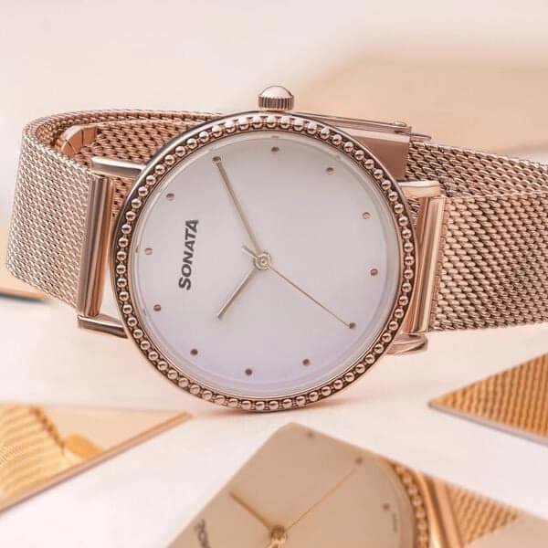 Women's Essential White Round Dial Watch - NT87066WM01