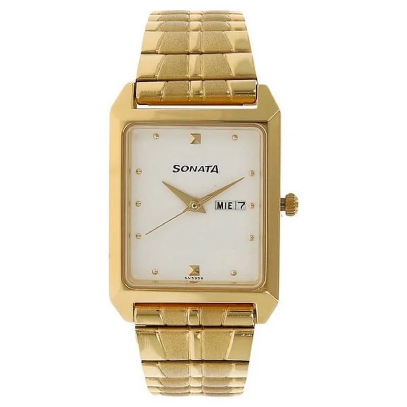 Men's Essen White Rectangular Dial Watch - NT7007YM03