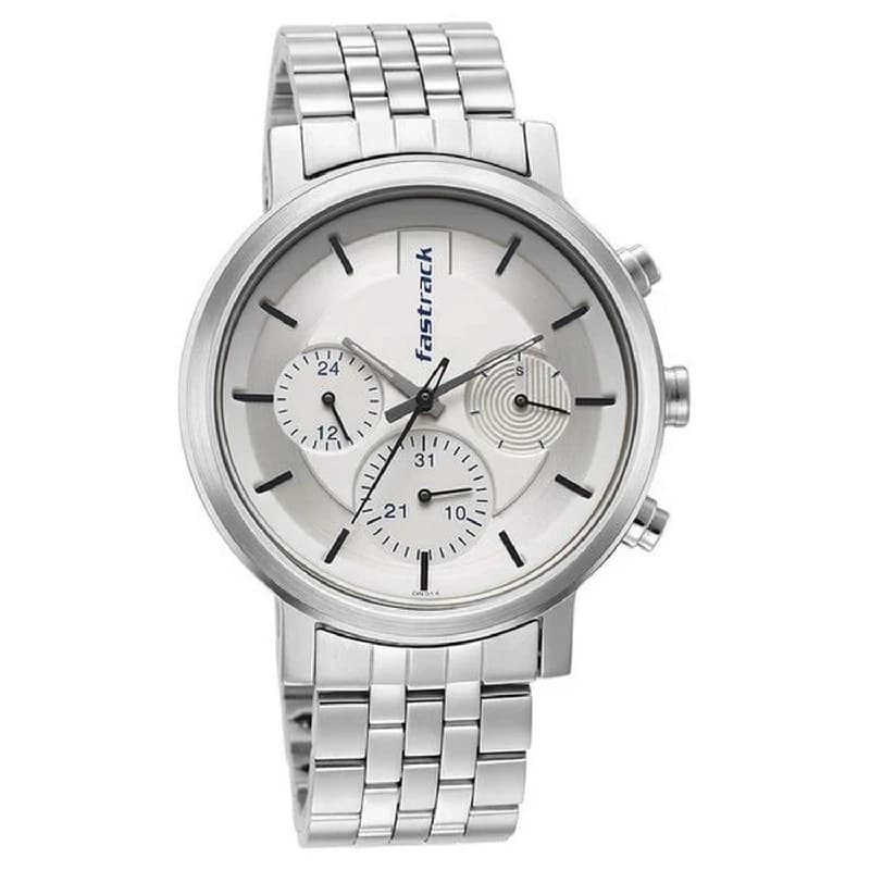 Men's Fashion Silver Round Dial Watch - NT3287SM01
