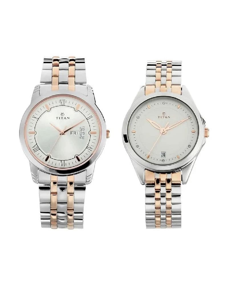 Unisex Pair Bandhan White Round Dial Couple Watch - NT17742565KM01