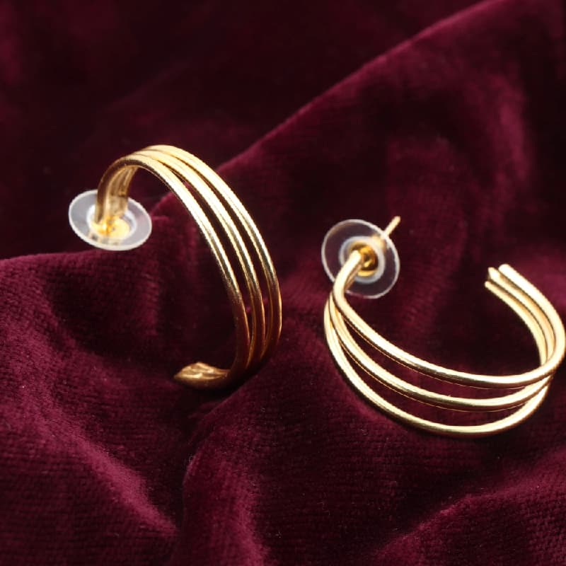 Women's Golden Layered Glam C-Hoops