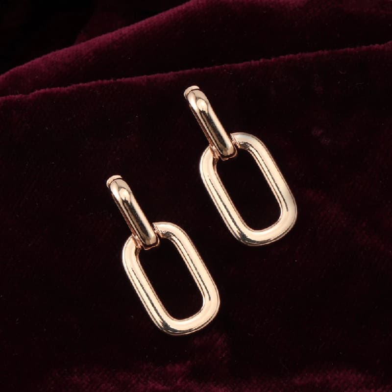 Women's Rosegold Chained Dangling Hoops