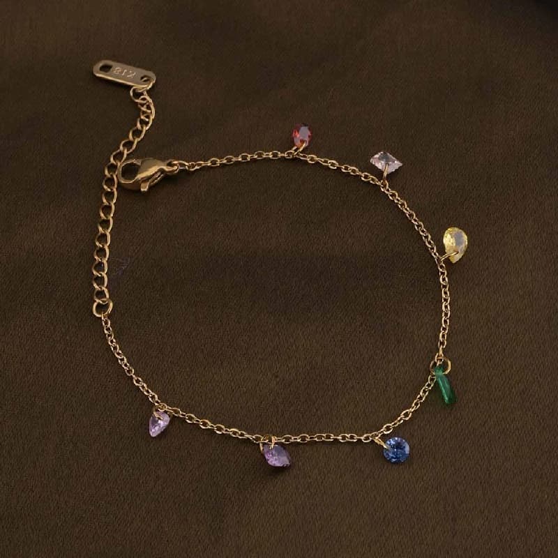 Women's Gold Vibrant Cascade Necklace & Bracelet Jewellery Set - Pack of 2