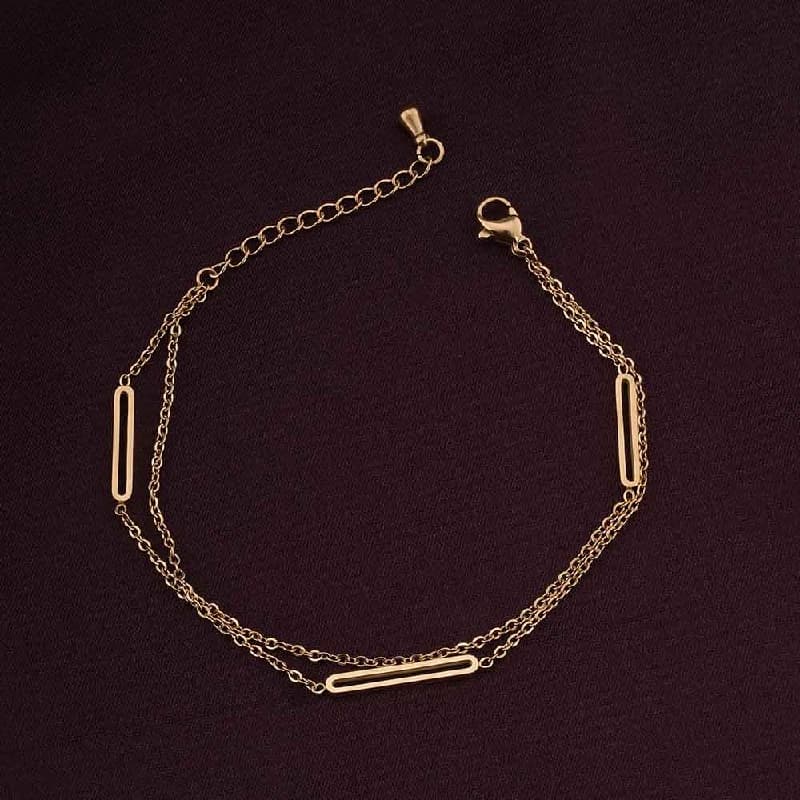 Women's Gold Bar Charm Bracelet Waterproof & Anti-Tarnish