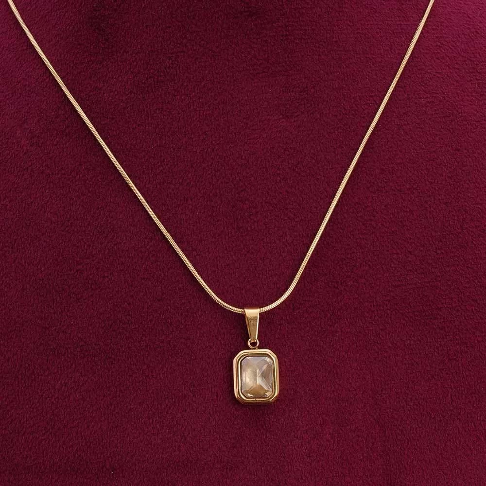 Women's Yellow Stone Gold Necklace Waterproof & Anti-Tarnish
