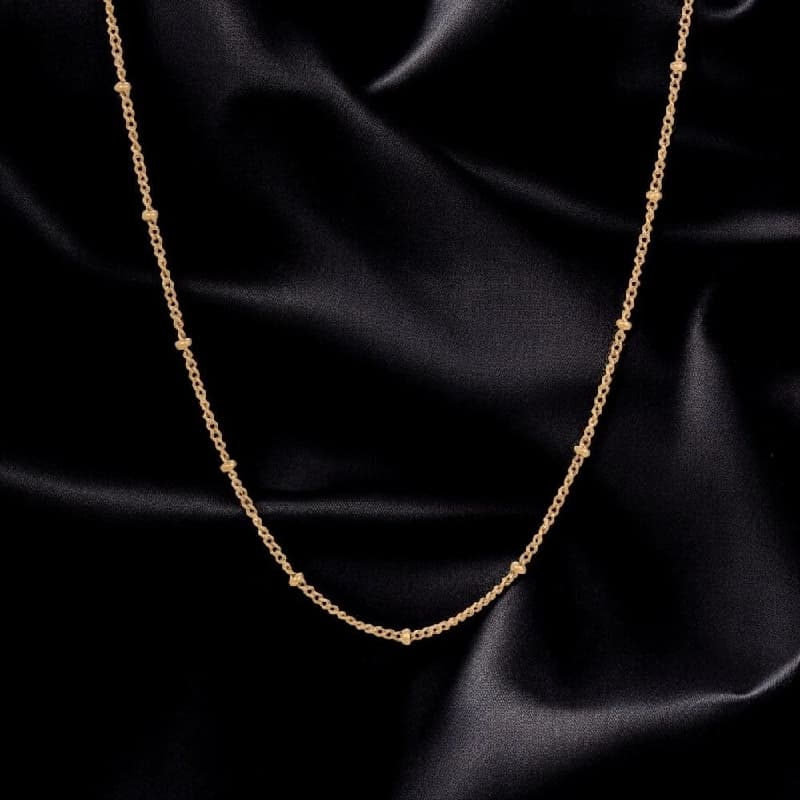 Women's Gold Plated Beaded Chain Necklace Waterproof & Anti-Tarnish