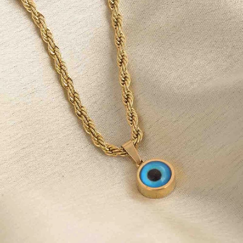 Women's Gold Plated Evil-Eye Spiral Necklace Waterproof & Anti-Tarnish