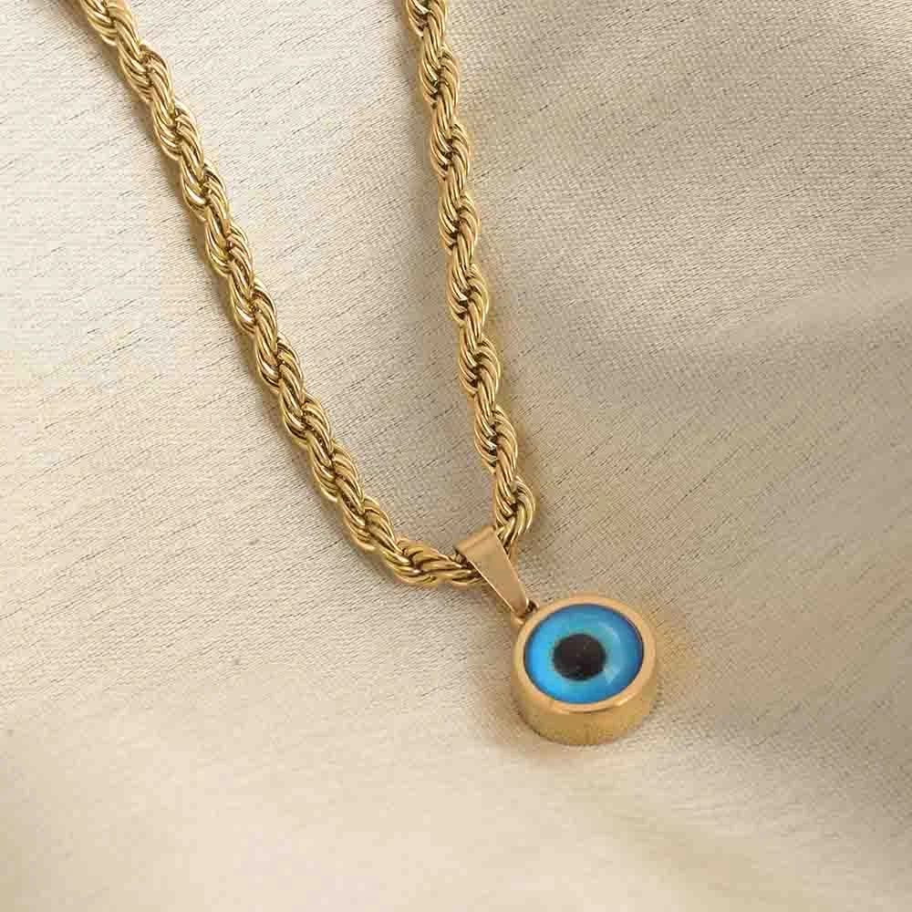 Women's Gold Plated Evil-Eye Spiral Necklace Waterproof & Anti-Tarnish