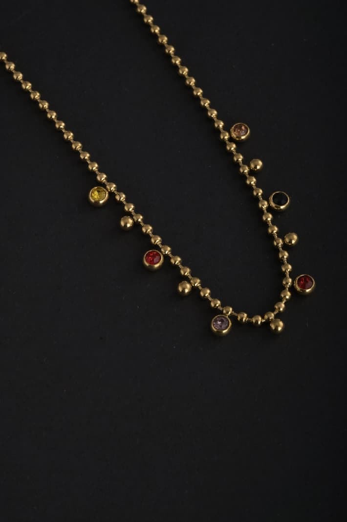 Women's Gold Plated Jewel Cascade Beaded Necklace Waterproof & Anti-Tarnish