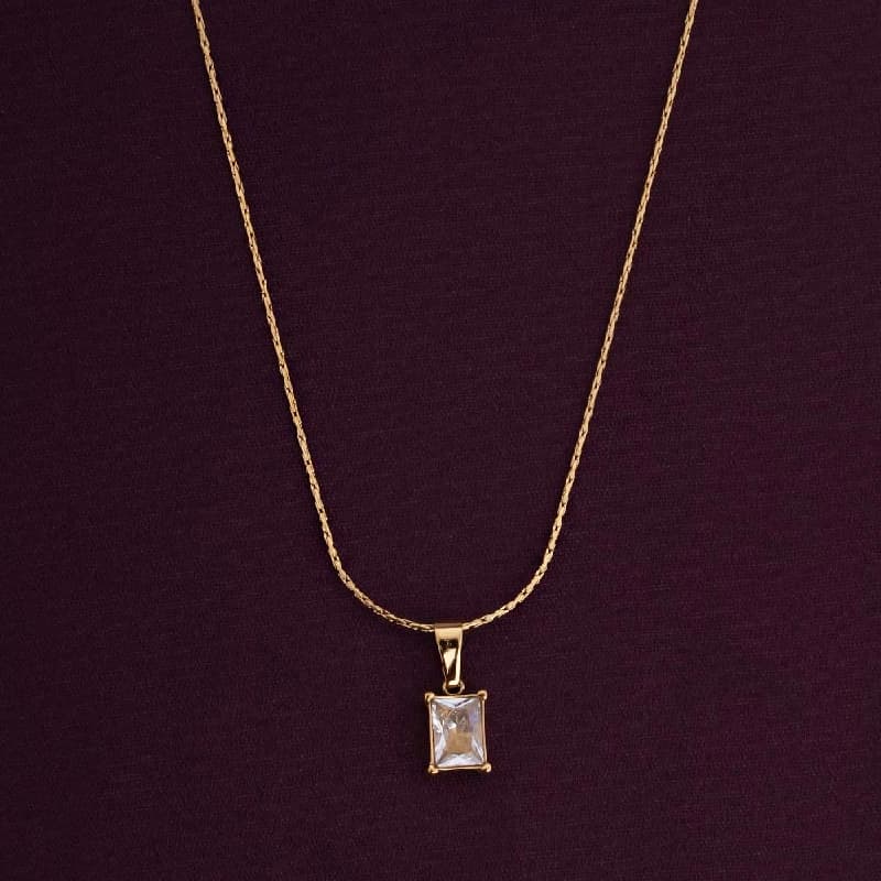 Women's Gold Plated Delicate Moonstone Necklace Waterproof & Anti-Tarnish