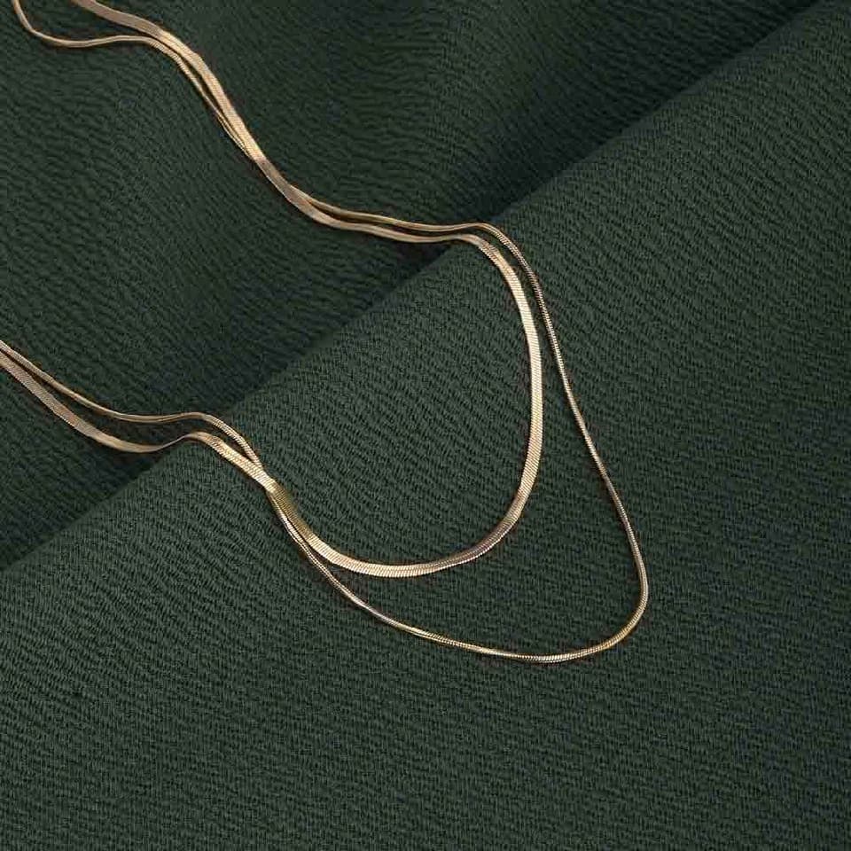 Women's Gold Plated Plain Chain Two Layer Necklace Waterproof & Anti-Tarnish