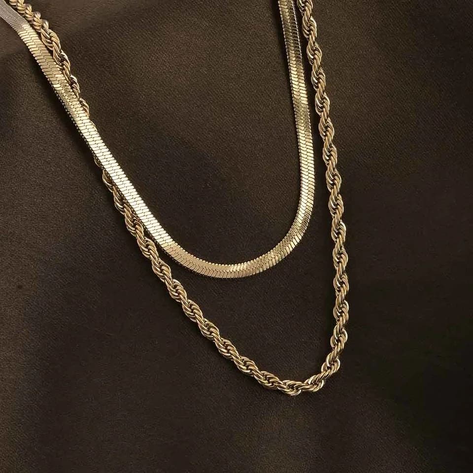 Women's Gold Plated Rope N Snake Chain Waterproof & Anti-Tarnish