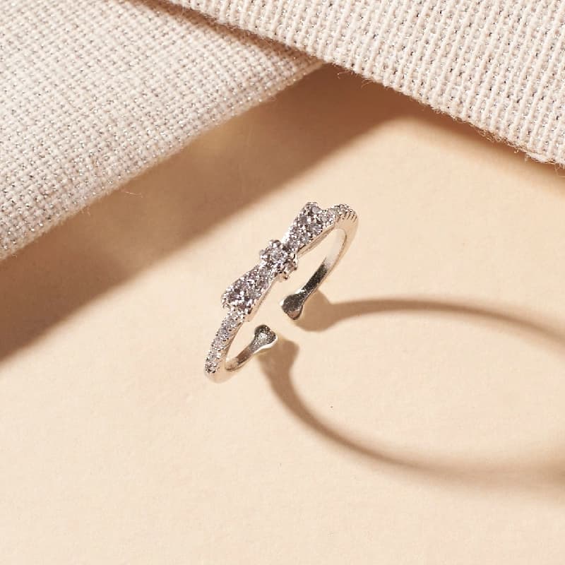 Women's Margaret Crystal Bow Silver Ring