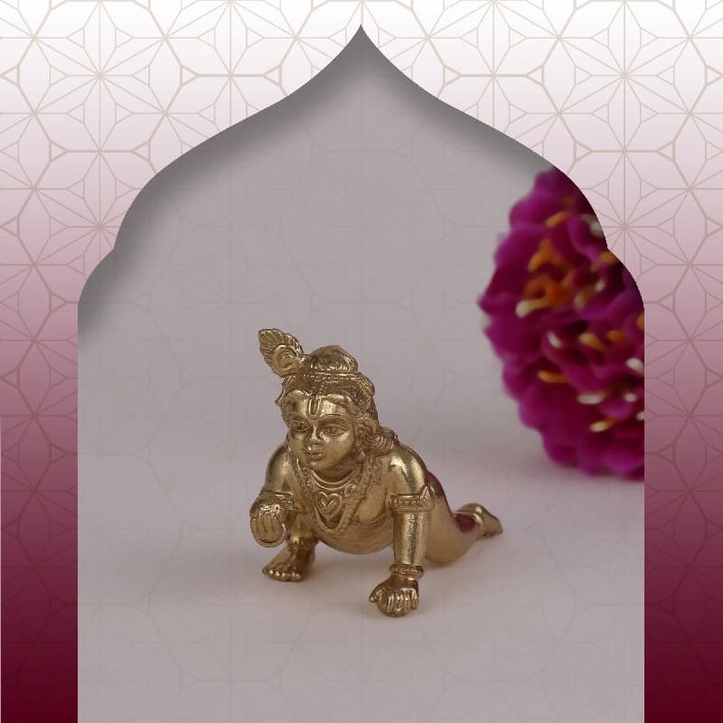 Lord Krishna Gold Plated Idol Murti Home and office Decorative Gifting