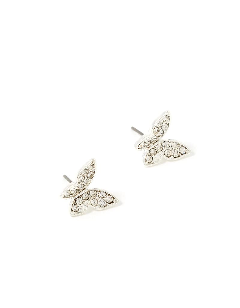 Women's Silver New Decadence Butterfly Stud Earring
