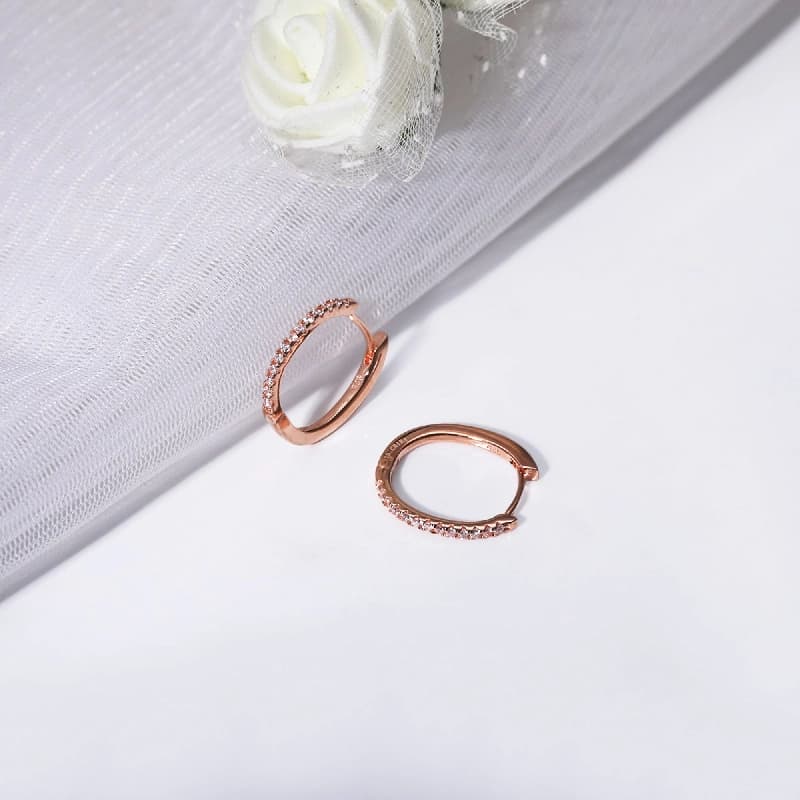 Women's Rose Gold Shining Hoop Earrings