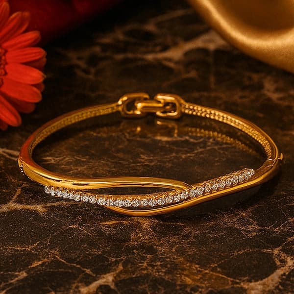 Women's Gold and Rhodium Plated Glamorous Cuff Bracelet with Austrian Crystals