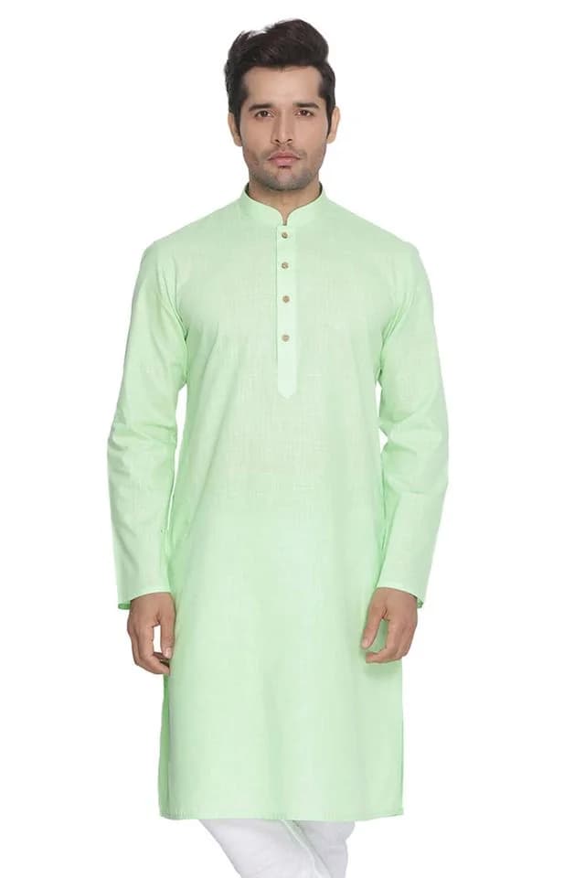 Men's Green Festive Cotton Kurta
