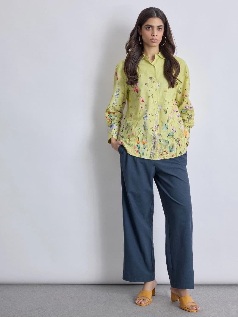 Women's Yellow Casual Printed Shirt