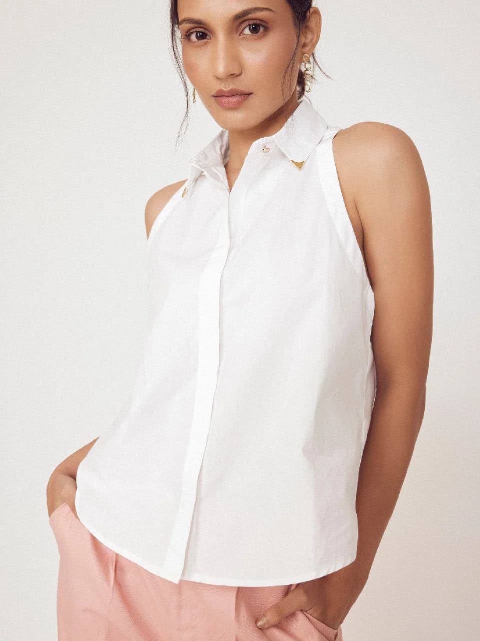 Women's White Casual Solid Shirt