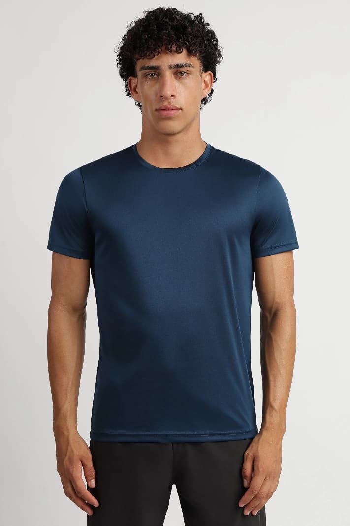 Men's Green Casual Solid Regular Fit Tshirt