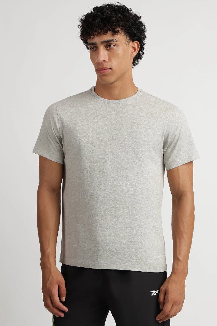 Men's Grey Casual Solid Regular Fit Tshirt