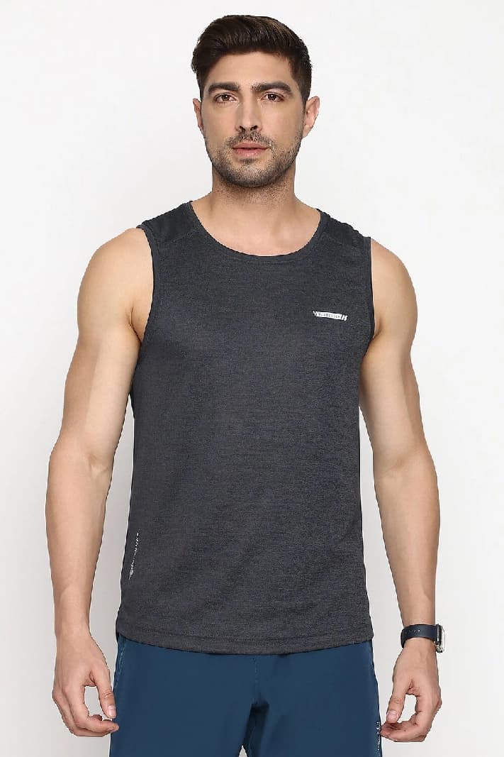 Men's Charcoal Regular Fit Swift Dry Odour Shield Gym Vest - Pack of 1
