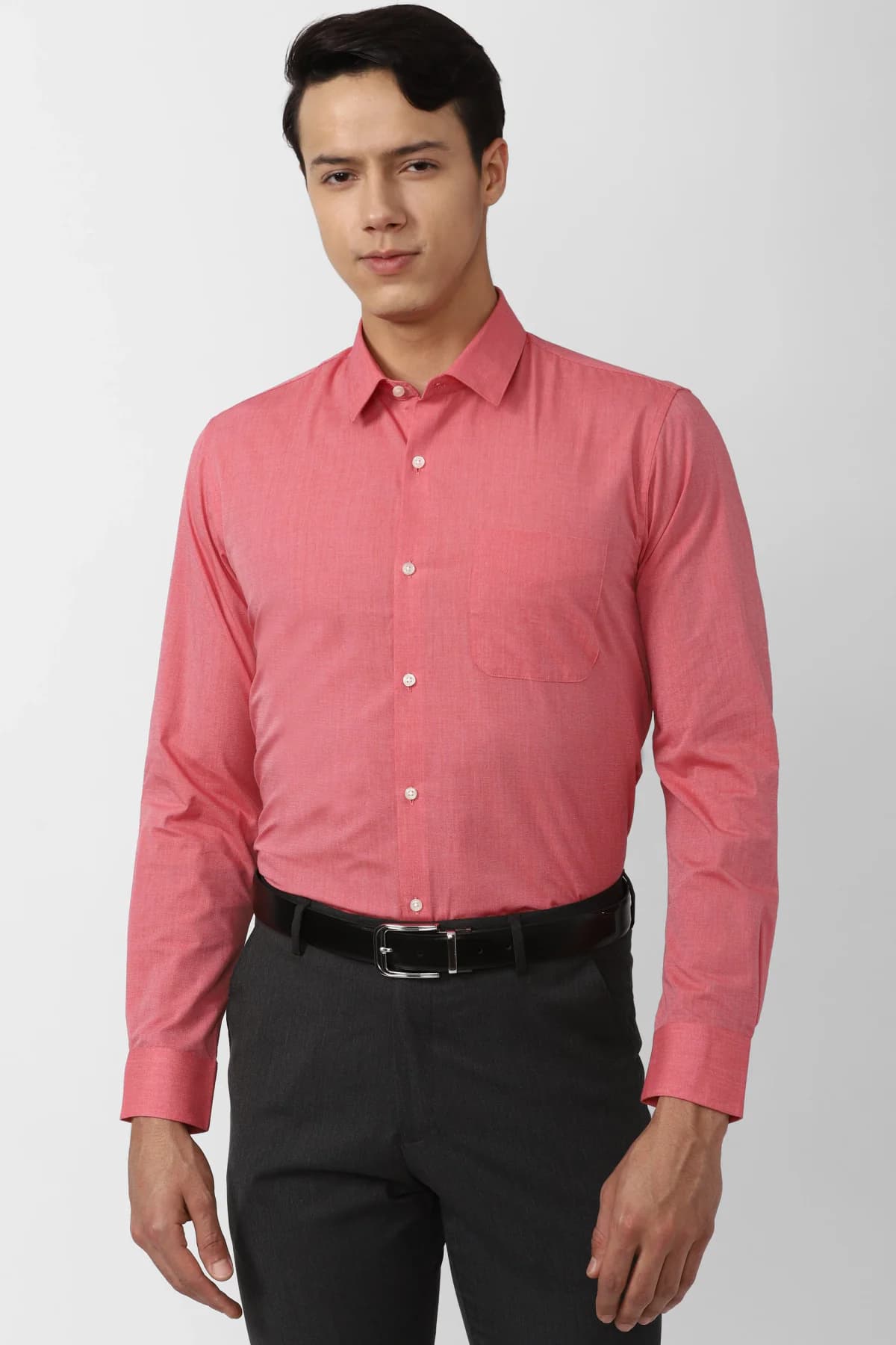 Men's Red Formal Checked Regular Fit Cotton Shirt
