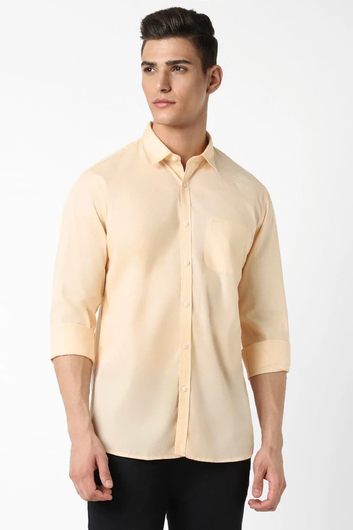 Men's Pink Casual Printed Slim Fit Shirt