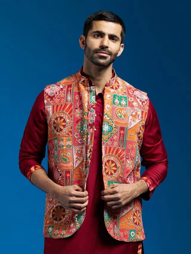 Men's Multicolor Casual Nehru Jacket
