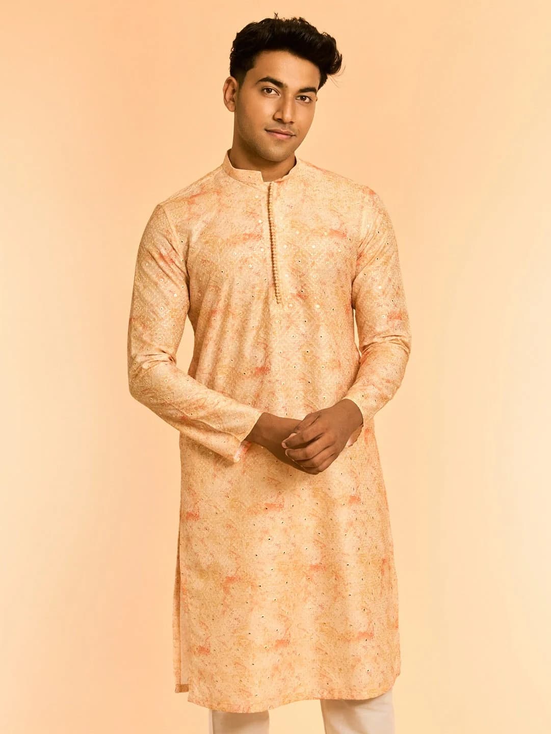 Men's Yellow Festive Silk Kurta