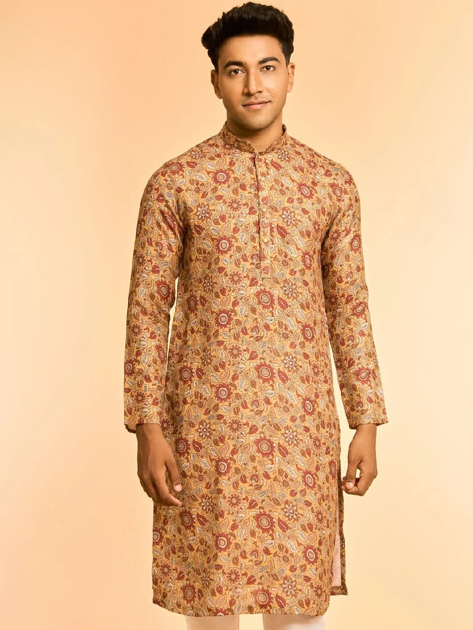 Men's Yellow Festive Cotton Kurta