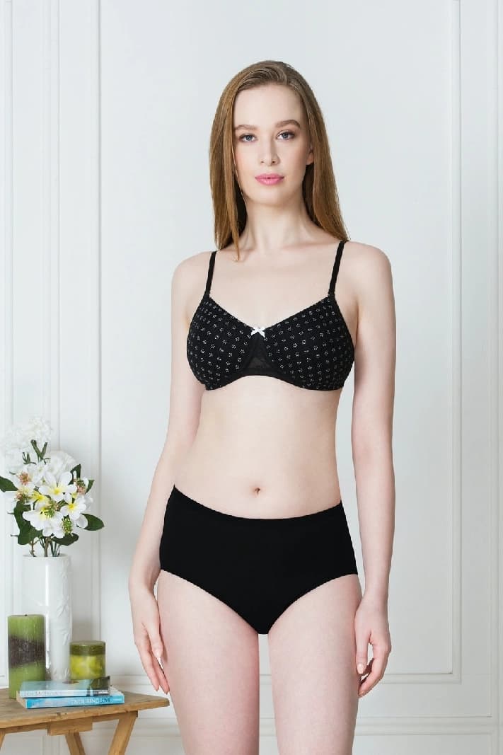 Women's Black Solid Hook Bra