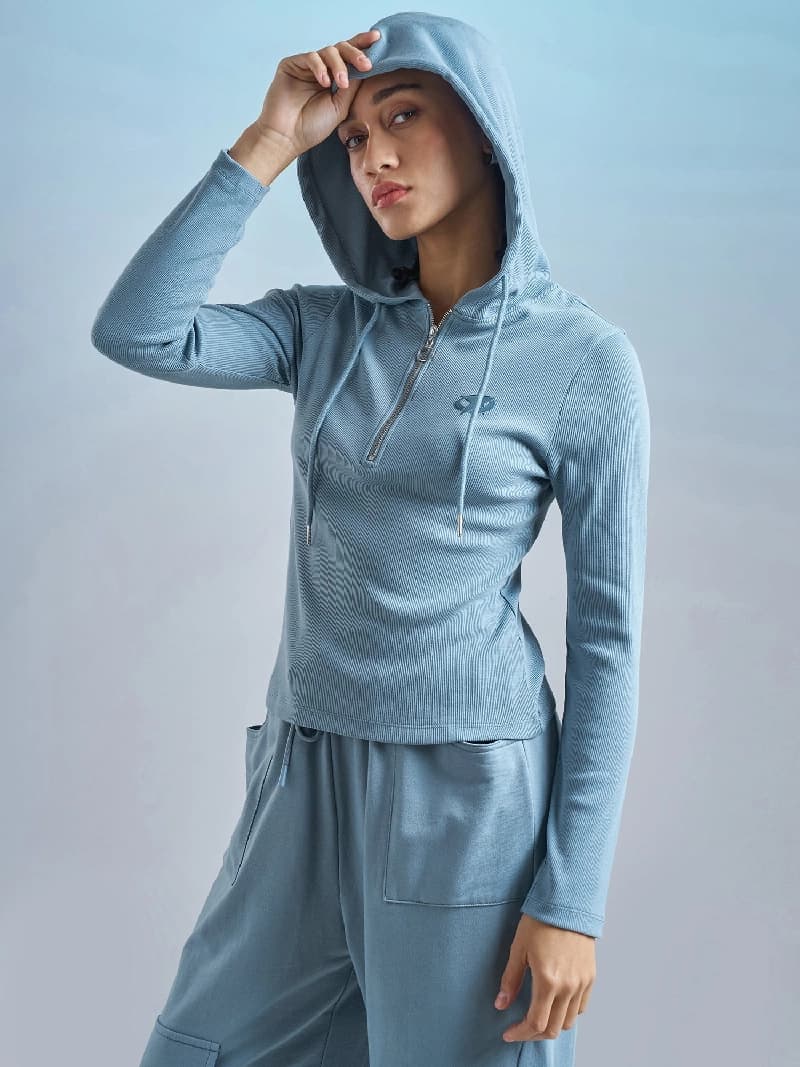 Women's Blue Casual Printed Regular Fit Top